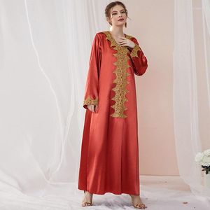 Ethnic Clothing Arab Middle Eastern Muslim 2023 Autumn/winter Abaya Lace Solid Color Fashion Robe Long Dress Elegant Kaftan