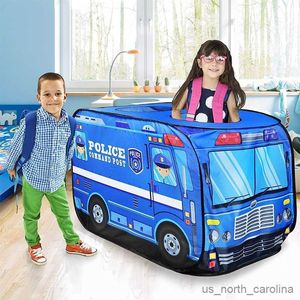 Zabawne namioty Kids Foolble Play Namiot Policjanci Game House Zagraj w strażacka ciężarówka chłopiec dziewczyna w Indoor Ocean Ball Birthday Gift R230830