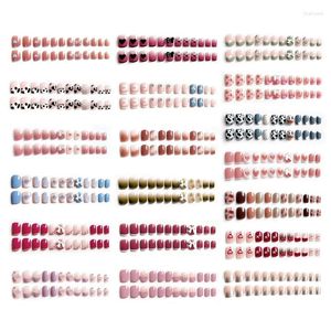 Falska naglar kort fullt omslag Fake Tips Bow Design Artificial Press on Nail 27rc