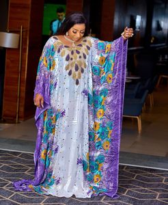Etniska kläder afrikanska klänningar för kvinnor vår sommar polyestertryck långa klädnader muslimska abaya kläder 230821