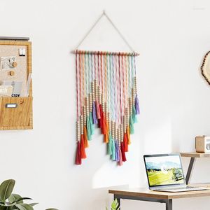 Gobeliny kolorowe Tassel Tobestry Macrame Wall Wisząca ręcznie robione do wystroju domu w sypialni salon prezent dekoracyjny dla dzieci