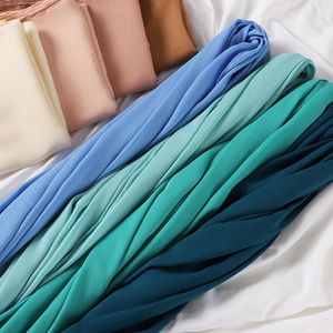 Ethnische Kleidung Luxus Langes Premium Seidenchiffon Hijabs Golden Shinny Faden Schal einfach feste Schals Stirnband Muslim Wrap Foulard