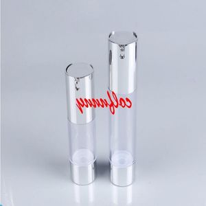 100pcs/lot高速輸送15ml 30ml 50ml silver vacuumポンプ付きエアレスボトルまたは化粧品容器に使用されるローションまたはローション