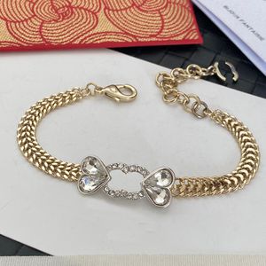 Designer Bracelet Brand Matte Gold Chain Jewelry Rhinestone Style Bracelet Luxury Letter Logo Bracelet Party Wedding Copper Multicolour Jewelry 18+5cm With Stamp