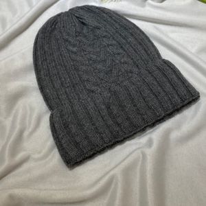 Gorro de malha de lã chapéu de caveira tampa cinza inverno quente boné de tampa de chapéu de gorros esportes de inverno chapéu feminino