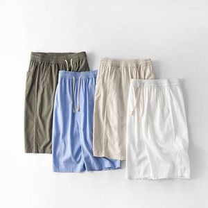 Męskie szorty bawełniane lniane mężczyźni przycięte spodnie letnie spodnie oddychające stałe kolorowe fitness pnie dresowe stroje