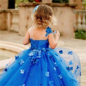 Girl Dresses Flower Sleeveless Tulle Lace Decal Fluffy Princess Wedding Party Ball First Communion Formal Wear Events