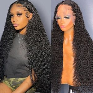 220%density 13x4 Kinky Curly Lace Front Human Hair Wig 30 Inch Lace Front Wig Brazilian Curly Deep Wave Frontal Wigs for Women