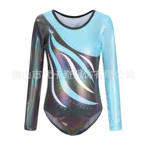 Body Mechanics Clothing BAOHULU Teens Leotard for Gymnastics Long Sleeve Kids Ballet Wear Gradient Color Print Bodysuit Ballerina Practice Jumpsuit 230322