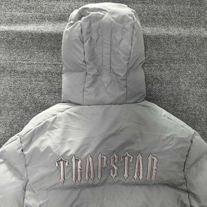 Melhor qualidade inverno nova trapstar decodificado 2023 com capuz puffer-cinza jaqueta feminina bordado moda casual hoodie masculino casaco topos