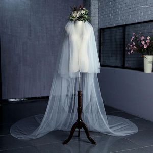 Bridal Veils Elegancka marka Biała/Księżna Księżniczka Akcesoria ślubne Dwaliczowy miękki tiul długi 3M Zasłona z grzebieniem