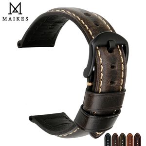 Watch Bands Maikesストラップブレスレットアクセサリー20mm 22mm 24mmビンテージカウレザーバンドウォッチバンド230821