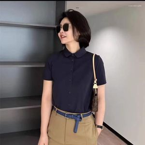 Kadın Polos Kadınlar Pamuk Polo T-Shirt Bluses Ofis Lady Kısa Kollu İnce Top 2023 Yaz Moda Zarif Mizaç Giysileri