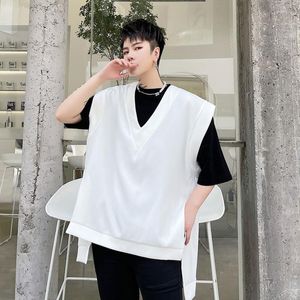 Men's T Shirts Sleeveless T-Shirt Summer Fashion V-Neck Front Short Back Long Loose Solid Color Plus Size Vest