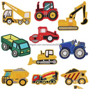 Nähen Begriffe Werkzeuge Kinder Engineering Vehicle Iron One Sticked Sew on DIY Badge Applices Auto Traktor -LKW -Dekoration für DHVXB