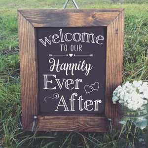 Wall Stickers Wedding Sign Decal Welcome To Our Happily Ever After Romance Quote Wood Mirror Sticker Party Decor Removable Q05