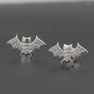 Stud Earrings 925 Sterling Silver Women With Clear CZ Stylish Bat Animal For Fine Jewelry