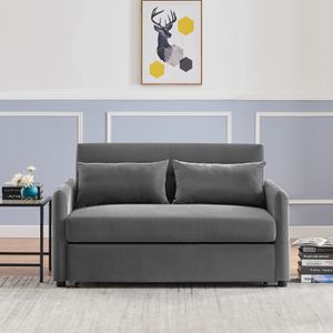 Leisure Loveseat Sofa for Living Room with 2 pillows,Dark gray