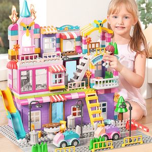Blocks Girls Big Fifle Marble Race Run Slide Size City House Castle Building Brick Toy Prezent 230821
