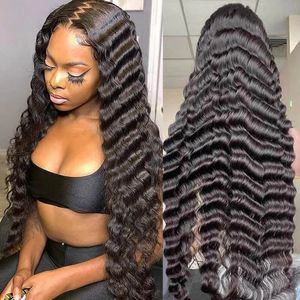 Syntetiska peruker 13x4 HD Transprent Human Hair 180% 28 30 Inch Loose Deep Wave Spets Front Wig Curly Frontal For Women Pre Plucked 230821