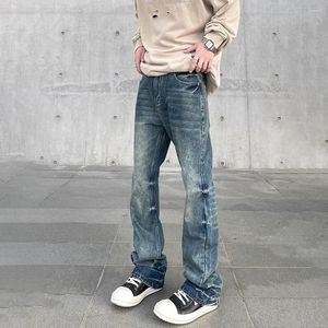 Męskie dżinsy rozkloszowane męskie streetwear Slim Autumn Vaqueros spodnie Y2K Casual Pantalones Hombre Street Blue Vintage Winter Denim Spods