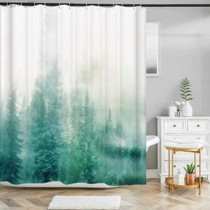 Tende da doccia per la foresta di pino nebbiosa tende per doccia tende da bagno scenario naturale tende in tessuto impermeabile con per decorazioni per la casa R230822