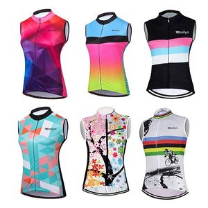 Cycling Jackets Moxilyn Women's Cycling Vests Jerseys Breathable Mesh UV Protection Biking Sleeveless Clothing Ladies Bicycle Tights 230821