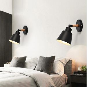 Vägglampa träbelysning sängkanten modernt ljus för sovrum nordisk makron E27 hemlampor och lyktor
