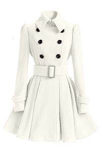 Mulheres de lã feminina Winter Women Women Woolen Coat Windbreaker Multicolor Belt Bandrage Top White Wool Blend Girls Dress Dress Cashet Gross Ladies Tops 230821