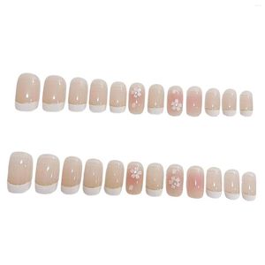 False unhas de cor nua pinturas florais pregos capa à prova d'água d'água longa falsa para maquiagem de beleza Lady Beauty