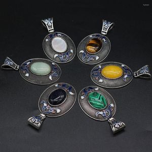 Naszyjniki wiszącego Kamień Naturalny opal Malachite Agal Shell Abalone Cloisonne Runda do biżuterii Making