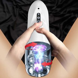 Massageador Rotação Automática Masturbador Masculino 7 Modos Ajustáveis Copo Adulto Boquete Clímax Elétrico para Homens Ferramenta