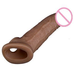 Massager Liquid Silicone Penis Sleeve Extender with 60mm Solid Glan Reusable for Male Enlargement Retail Box