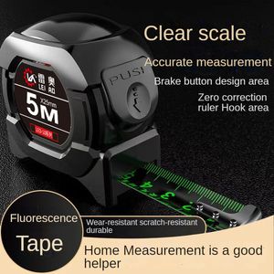 Tape Measures Self locking Steel Tape measure black Fluorescent tape 5M High precision Thickened Wear-resistant Fall resistant Measuring Tape 230821