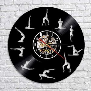 Duvar Saatleri 12 inç vintage kayıt saati modern tasarım yoga klasik saat sanat ev dekor hediyeleri için