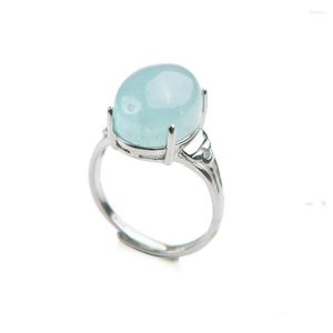 Обручальные кольца драгоценное натуральное каменное кольцо Blue Aqua Marine Gems Регулируемые размеры вечеринка для женской леди