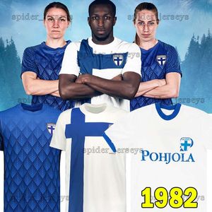 2023 Финляндия сборная футбола футболка Pukki Skrabb Raitala Jensen Suomi New Home White Away Blue Retro 1982 Мужские футбольные рубашки униформа