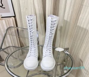 Buty Designer Long Bot Guma chodzenia Wodoodporna sznurka Grube kolory krótkie botki zielony czarny niebieski brąz