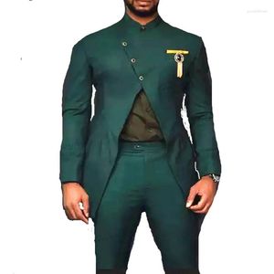 Herrdräkter Desgin Green Suit Custom Slim Fit Elegant Formal Wear Party Prom Groomman Wedding Outfits 2 Piece (Jacket Pants)