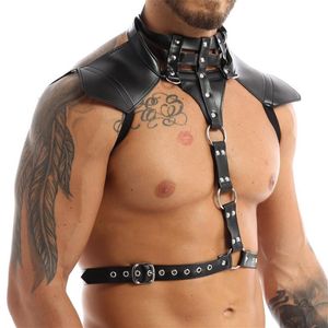 Male Lingerie Leather Harness Adjustable Sexy Gay Clothing Sexual Body Chest Belt Strap Punk Rave Costumes For Sex Elbow & Knee Pa264h
