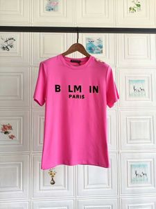 Balman Womens Designer T shirts Printed Trendy Shoulder tee shirt Buckle New Letter Casual Short Sleeved Cotton T-shirt
