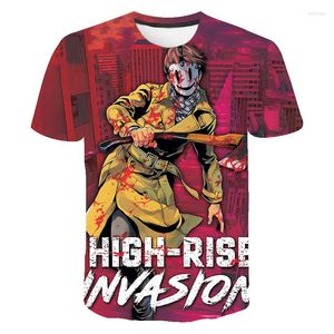 Erkekler tişörtleri yüksek rise invazyon komik karto grafik t-shirt erkekler kawaii harajuku sokak kıyafeti gömlek sevimli anime unisex tshirt hip hop üst tee