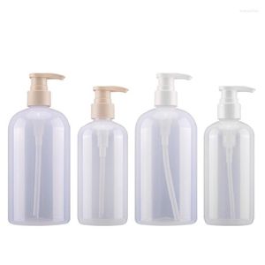 Storage Bottles Empty PET Plastic Bottle Refillable 300ml 500ml Round Clear White Cosmetic Packaging Lotion Pump Hand Sanitizer Shampoo