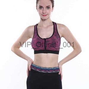 Women Sports Bras Tights Crop Top Yoga Vest Front Zipper Plus Size Adjustable Strap Shockproof Gym Fitness Athletic Brassiere x0822