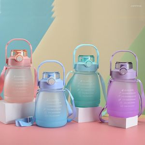 Water Bottles 1PC Big Belly Straw Cup Plastic Student Children's High Appearance Large Capacity Kettle Portable