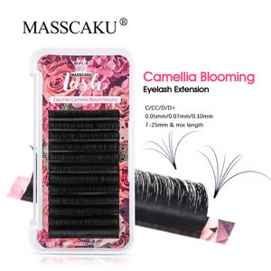 False Eyelashes MASSCAKU Camellia Auto Fans Bloom Magnetic Easy Fanning Individual Beauty Lashes 230821