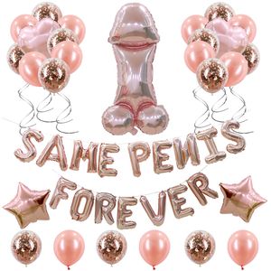 Outros eventos de festa de eventos Decorações de solteira Mesmo pênis Forever Foil Balloon Set Acessórios Hen Globos Wiht Rose Gold Confetti Ballon 230821