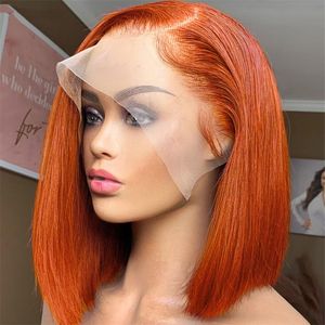 Ginger Bob Lace Frontal Peruka 13x4 koronkowa peruka czołowa kolorowe ludzkie peruki włosy koronkowe przednie krótkie bob ludzkie włosy peruki wstępne 4x4