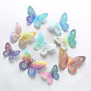 Wall Stickers 12pcs 3D Stereo Colorful Silver Butterfly Wedding Festival Party Balloon Decoration Sticker living room decoration 230822