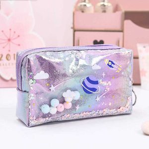 Brinquedos de aprendizagem estrela lápis caso glitter grande capacidade caneta maquiagem caso suprimentos saco de lápis caixa de lápis bolsa de papelaria